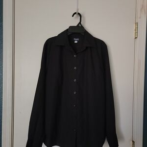 Women's Black Button-Up Dress Shirt